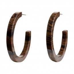 Large size round shape titanium earrings in Wood, 2 pcs. Kosmart - 1