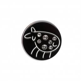 Small size round shape brooch in Black and white Kosmart - 1