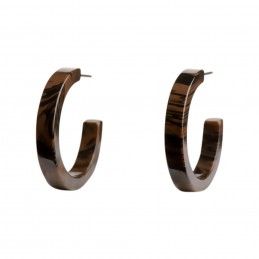 Medium size round shape titanium earrings in Wood, 2 pcs. Kosmart - 1