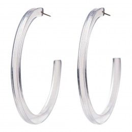 Very large size round shape titanium earrings in Crystal, 2 pcs. Kosmart - 1