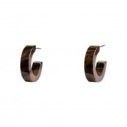 Small size round shape titanium earrings in Wood, 2pcs. Kosmart - 1
