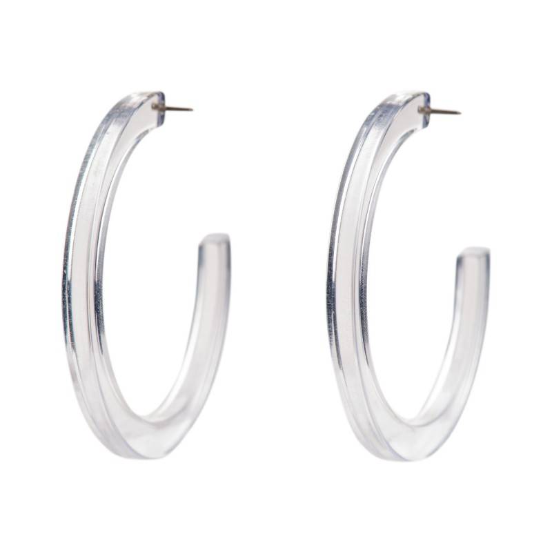 Large size round shape titanium earrings in Crystal, 2pcs. Kosmart - 1