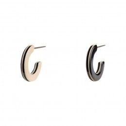 Small size round shape titanium earrings in Ivory and black, 2 pcs. Kosmart - 1
