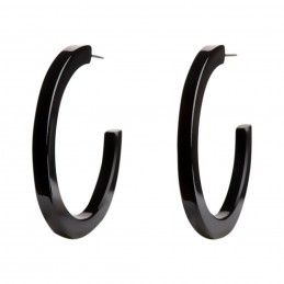 Large size round shape titanium earrings in Black, 2 pcs. Kosmart - 1