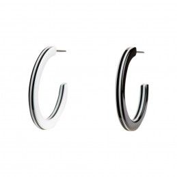 Medium size round shape titanium earrings in Black and White, 2 pcs. Kosmart - 1