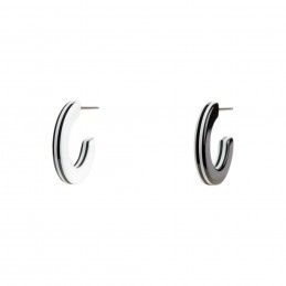 Small size round shape titanium earrings in Black and White, 2 pcs. Kosmart - 1