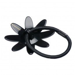 Medium size flower shape hair elastic with decoration in Black Kosmart - 2