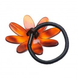 Medium size flower shape hair elastic with decoration in Tortoise shell Kosmart - 2