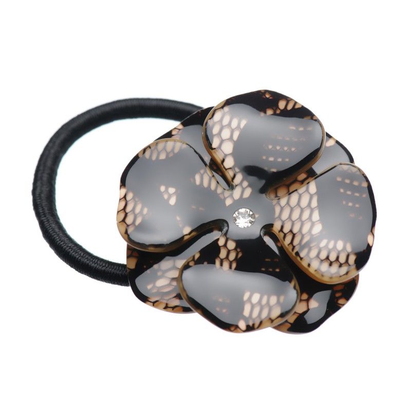 Medium size flower shape hair elastic with decoration in Mixed colour texture Kosmart - 1