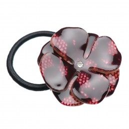 Medium size flower shape hair elastic with decoration in Mixed colour texture Kosmart - 1