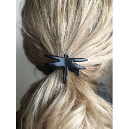 Medium size dragonfly shape hair elastic with decoration in Black Kosmart - 7