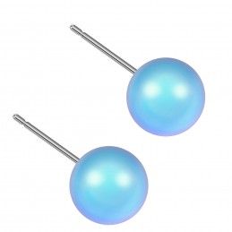 Large size sphere shape Titanium earrings in Crystal Iridescent LT Blue Pearl Kosmart - 1