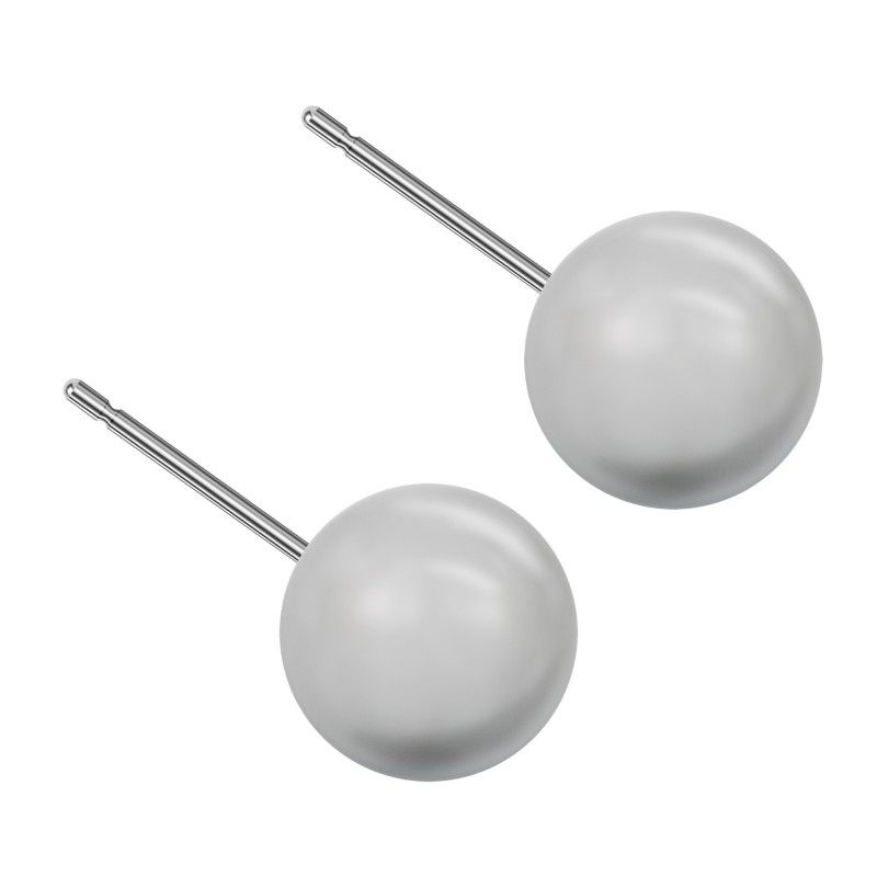 Large size sphere shape Titanium earrings in Crystal Light Grey Pearl Kosmart - 1
