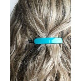 Small size rectangular shape hair clip in Turquoise and black Kosmart - 5