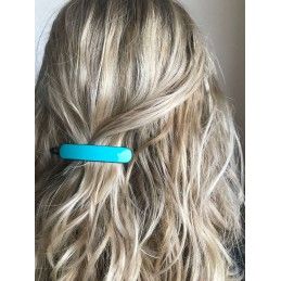 Small size rectangular shape hair clip in Turquoise and black Kosmart - 8