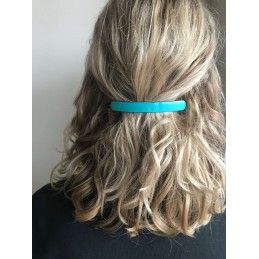 Medium size rectangular shape hair barrette in Turquoise and Black Kosmart - 4