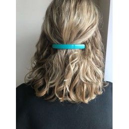 Medium size rectangular shape hair barrette in Turquoise and Black Kosmart - 6