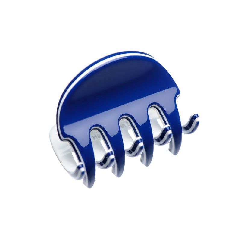 Very small size regular shape Hair claw clip in Blue and white Kosmart - 1