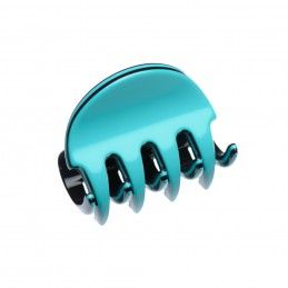 Very small size regular shape Hair claw clip in Turquoise and black Kosmart - 1