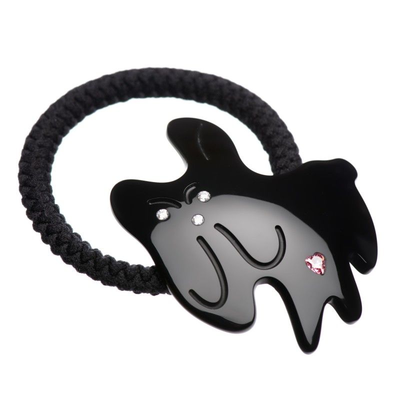 Medium size dog shape hair elastic with decoration in Black Kosmart - 1