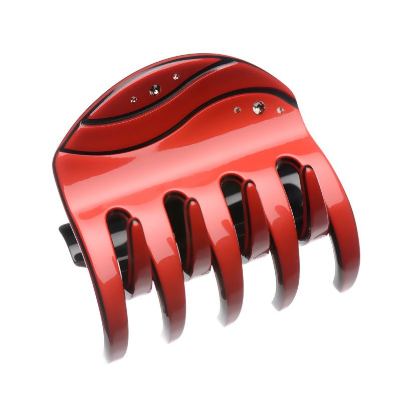 Medium size regular shape hair jaw clip in Red and Black Kosmart - 1