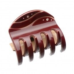 Medium size regular shape hair jaw clip in Bordeaux an Nude Kosmart - 1