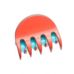 Medium size regular shape Hair jaw clip in Coral and turquoise Kosmart - 1