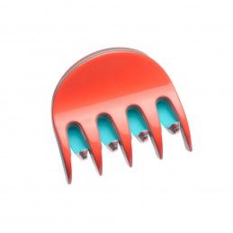 Small size regular shape Hair jaw clip in Coral and turquoise Kosmart - 1
