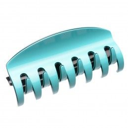 Very large size regular shape hair jaw clip in Turquoise and Black Kosmart - 1