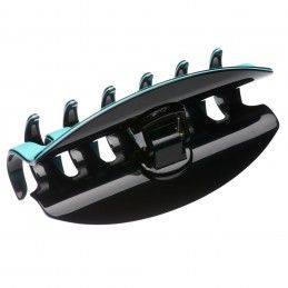 Very large size regular shape hair jaw clip in Turquoise and Black Kosmart - 2
