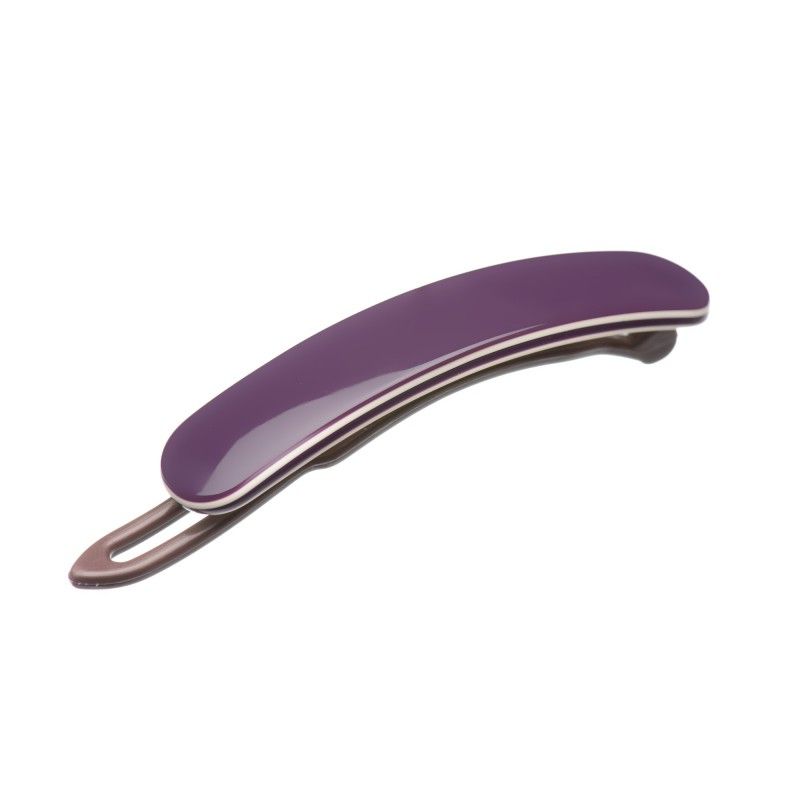 Small size rectangular shape hair clip in violet and ivory Kosmart - 1