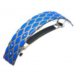Very large size rectangular shape Hair barrette in Fluo electric blue and gold Kosmart - 1