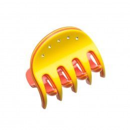 Very small size regular shape Hair jaw clip in Yellow and coral Kosmart - 1