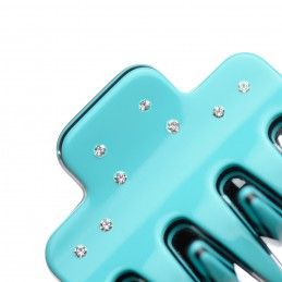 Very small size regular shape Hair jaw clip in Turquoise and black Kosmart - 3