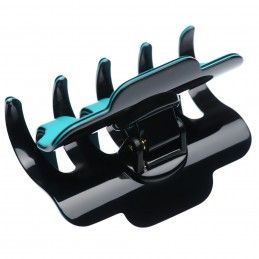 Large size regular shape Hair jaw clip in Turquoise and black Kosmart - 2