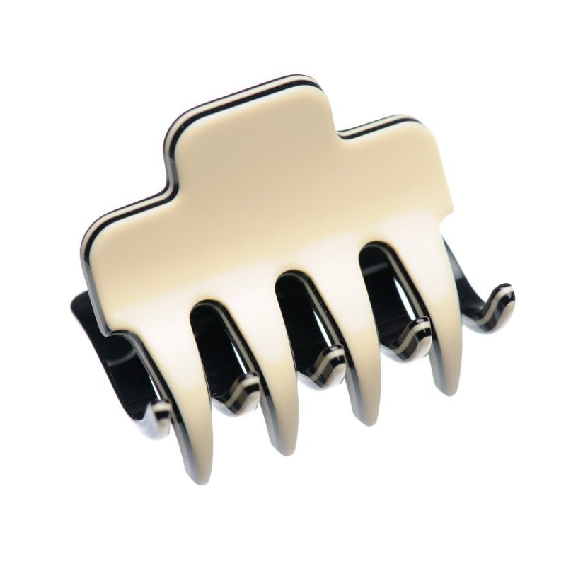 Small size regular shape Hair jaw clip in Ivory and black Kosmart - 1
