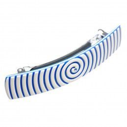 Medium size rectangular shape Hair barrette in Ivory and fluo electric blue Kosmart - 2