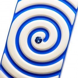 Medium size rectangular shape Hair barrette in Ivory and fluo electric blue Kosmart - 4