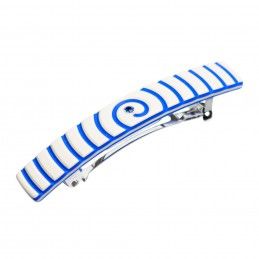 Small size rectangular shape Hair clip in Ivory and fluo electric blue Kosmart - 1