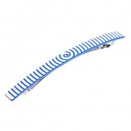 Medium size long and skinny shape Hair barrette in Ivory and fluo electric blue Kosmart - 1