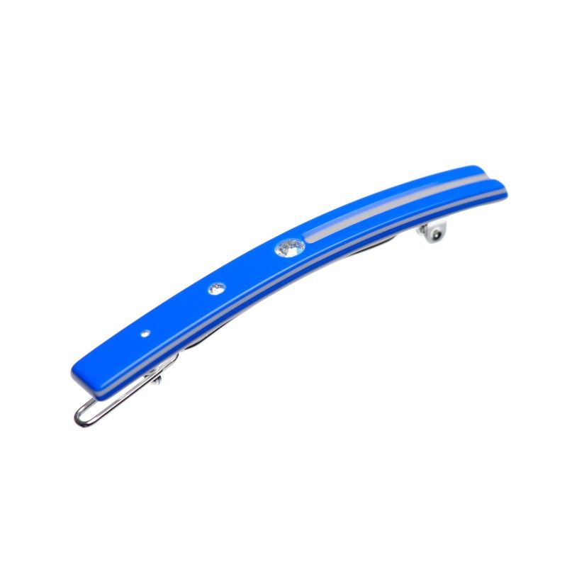 Small size skinny rectangular shape Hair clip in Fluo electric blue and light grey Kosmart - 1