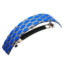 Very large size rectangular shape Hair barrette in Fluo electric blue and gold Kosmart - 1
