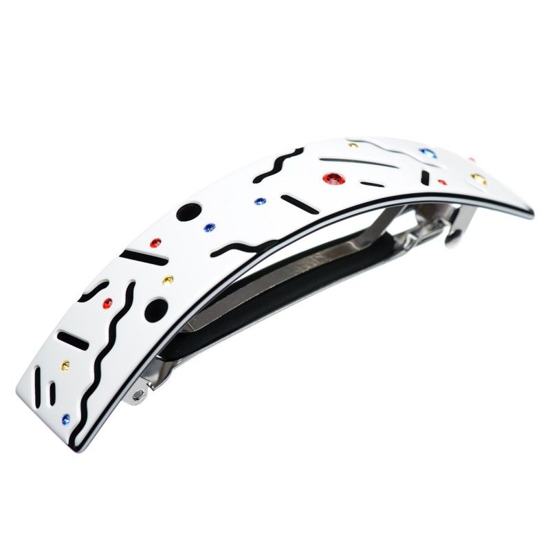 Large size Hair barrette in White and black - Hair barrettes and hair clips
