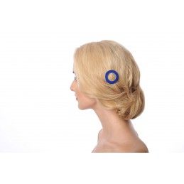 Small size round shape Hair clip in Blue and white Kosmart - 3