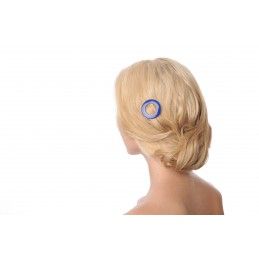Small size round shape Hair clip in Blue and white Kosmart - 5