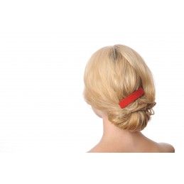 Medium size rectangular shape Hair barrette in Marlboro red and black Kosmart - 4
