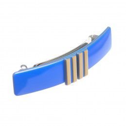 Medium size rectangular shape Hair barrette in Fluo electric blue and gold Kosmart - 2