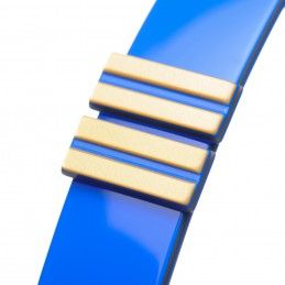 Medium size rectangular shape Hair barrette in Fluo electric blue and gold Kosmart - 5