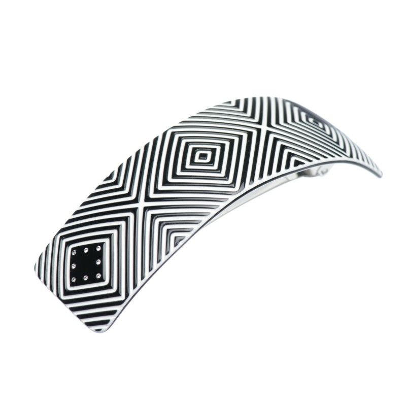 Large size rectangular shape Hair barrette in Black and white Kosmart - 1