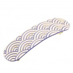 Medium size oval shape Hair barrette in Ivory and violet Kosmart - 1